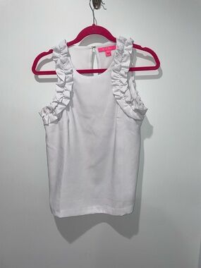 Lilly Pulitzer Ruffled Sleeve White Tank Top - Women's